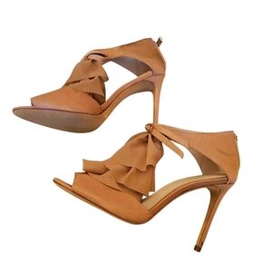 AD & Daughters sz 9.5 ruffle front stiletto heels blush pink SH422